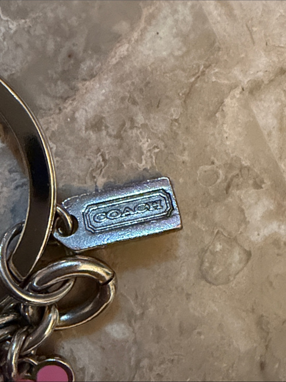 Coach Pink Multi-Heart Charm Key Ring HTF Y2K - Picture 2 of 10
